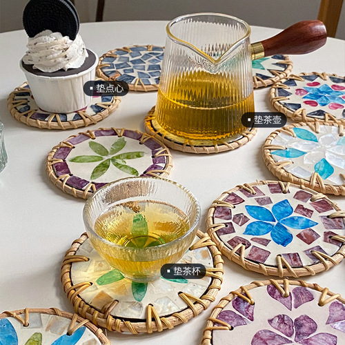 Southeast Asian colorful shell insulated teapot teacup mat desktop snack sundries coffee table anti-scalding shell mat mixed batch