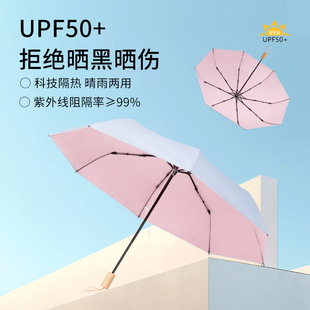 Daguang Umbrella Folding Umbrella Color Glue Sunny Umbrella Solid Wood Handle Sun Umbrella Women's Sun Protection UV Protection Sunshade Umbrella