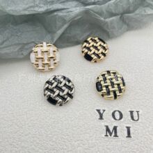 小香中古风滴油釉彩胶钮扣网格纹金属粗花呢衣西装外套开衫手缝扣