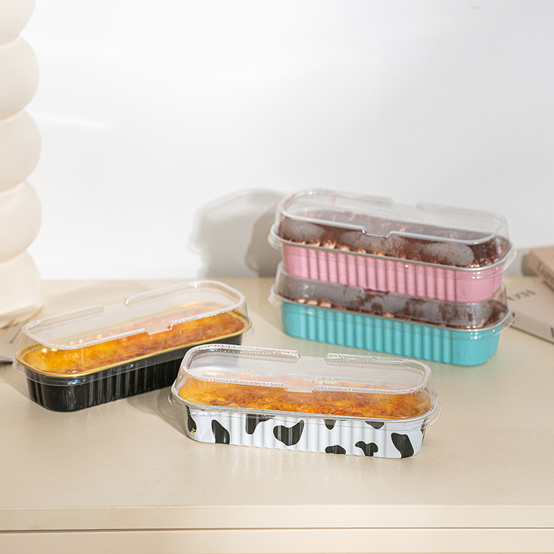 200ml cajas de aluminio de durian horneadas cajas de aluminio de tira larga cajas de papel de aluminio gruesas cajas de sushi rectangulares gruesas desechables