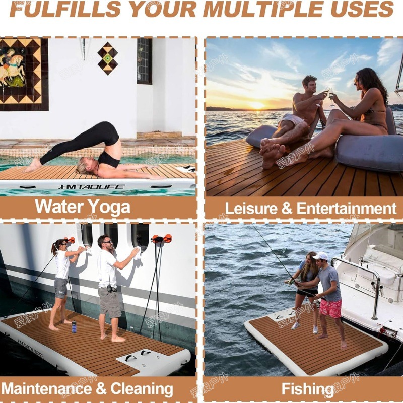 Plataforma flotante de agua EVA yate flotante inflable antideslizante para nadar en el mar tabla flotante de ocio plataforma de pesca alfombra flotante