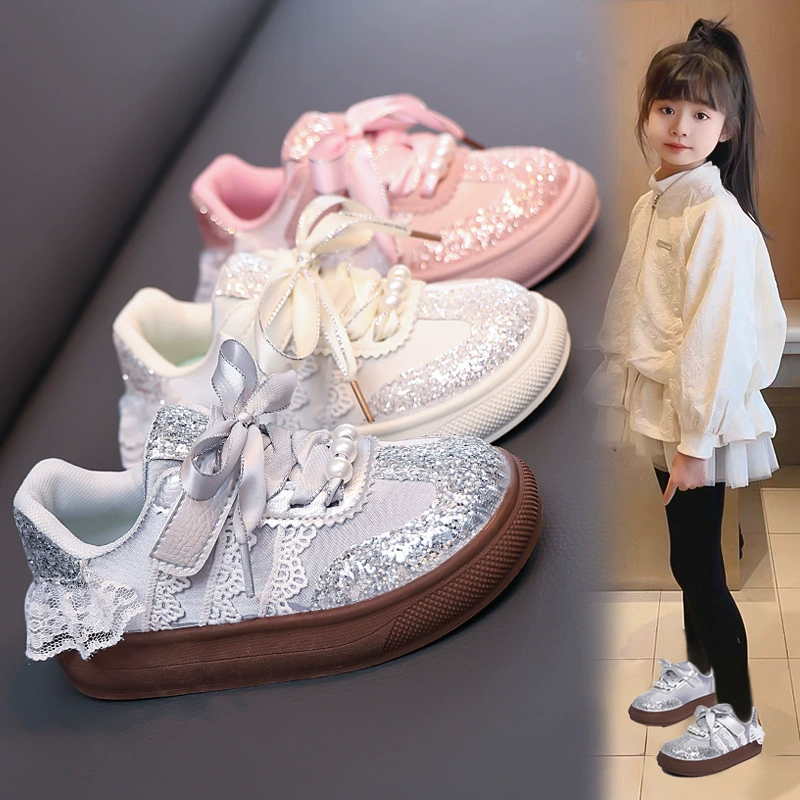 Обувь для девочек Принцессы Обувь 2025 Весна Новая дикая мода Детская спортивная обувь на мягкой подошве Обувь для девочек