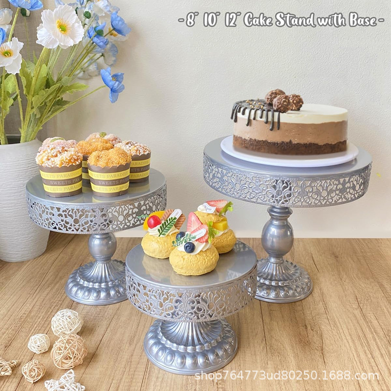 Soporte de postre soporte de exhibición decoración pastel postre pastelería bandeja descanso soporte de mesa tarde té merienda stand plata image 3