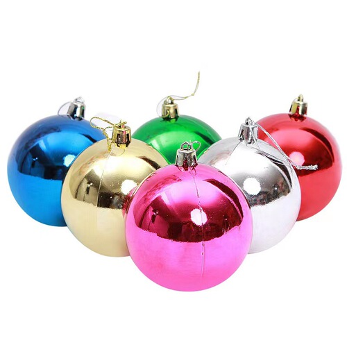 圣诞电镀球亮光球4cm圣诞球6色装 圣诞树装饰用品圣诞球opp袋子装