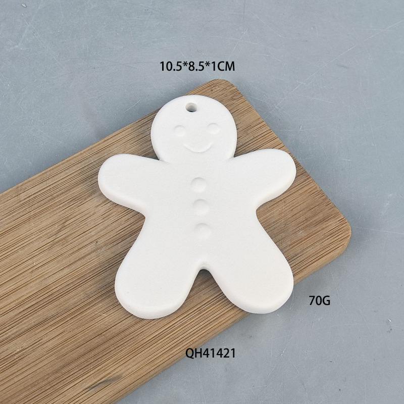 Colgantes de cerámica navideños personalizados estrella de cinco puntas casa en blanco blanco cruz en blanco taza ovalada manzana en blanco, etc.