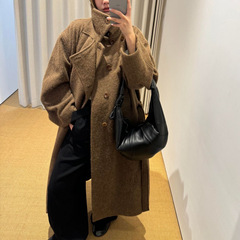 高品質レム * 楊冪同項立襟ストラップカシミヤバスローブコート女性は冬に保温郭形コートを厚くする