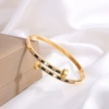 【150-4】Double-headed hammer black and white diamond-inlaid bracelet