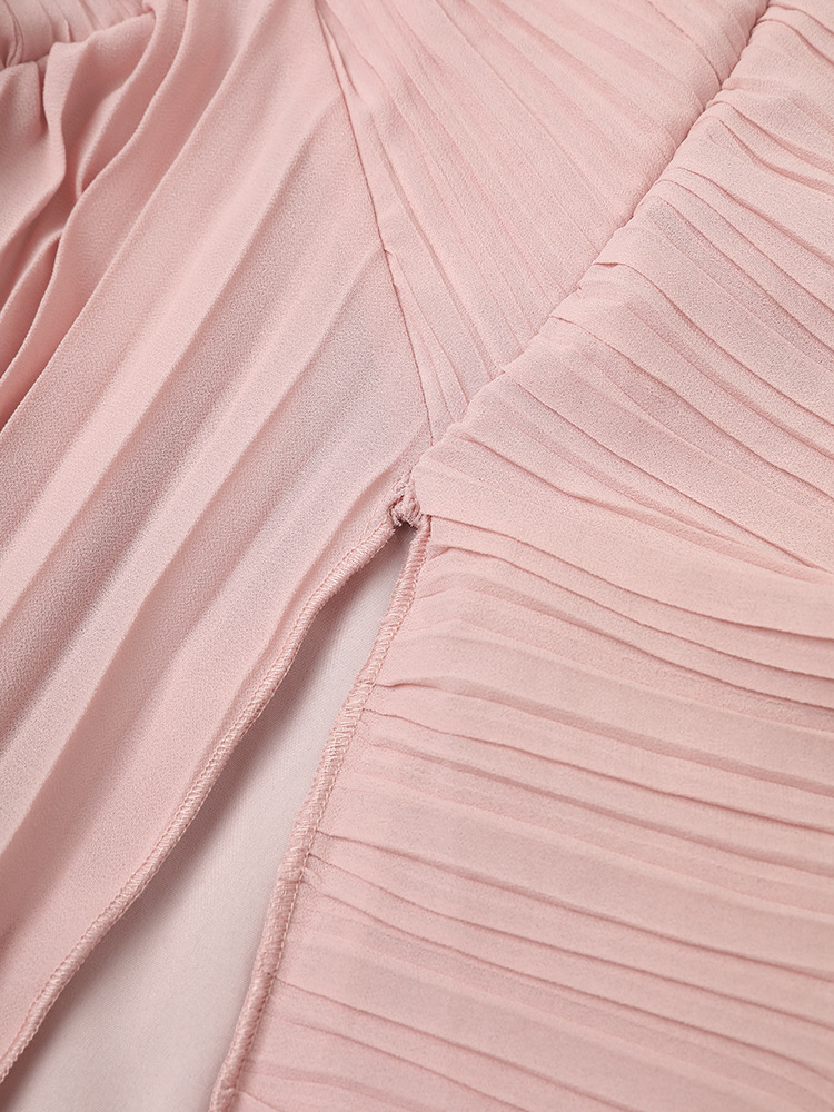 Elegant Chiffon Wrap Neck Maxi Dress With Ruffles & Backless Design For Vacation & Party,Enhances Your Curves While Elongating Your Silhouette._ecoleips.com