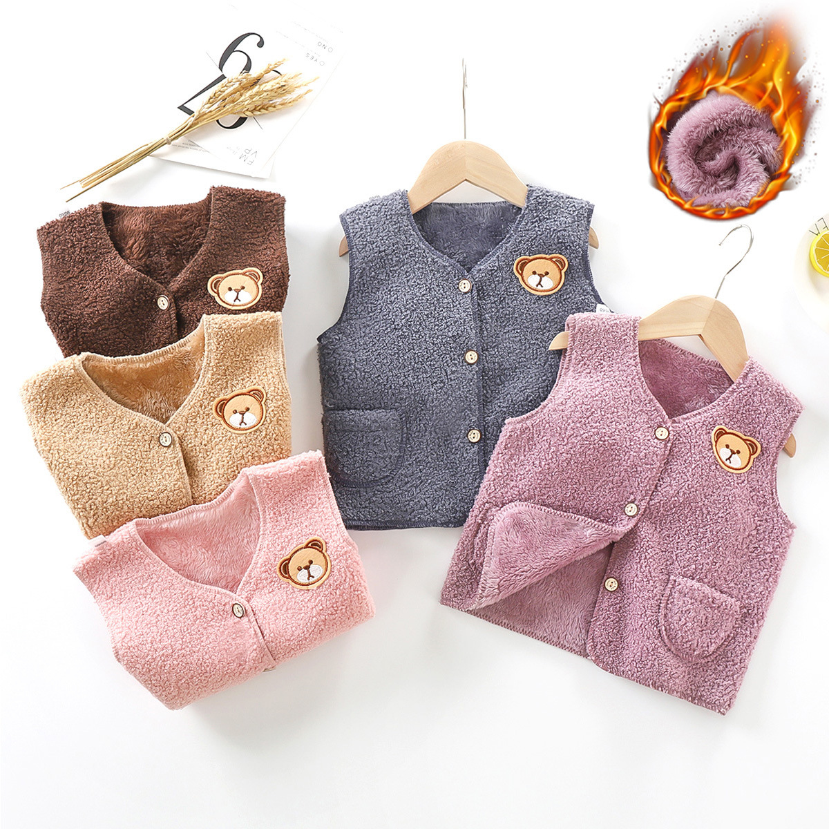 Niños de otoño e invierno Chaleco de lana de cordero niños y niñas de doble cara chaleco cálido bebé cardigan dentro y fuera del chaleco de desgaste