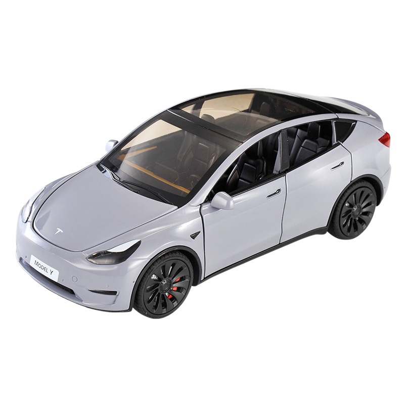 Modelo de coche de aleación XLG 1:24 Tesla MODELY Tire hacia atrás el sonido y la luz 6 Puerta Abierta modelo de coche de juguete colección de decoración