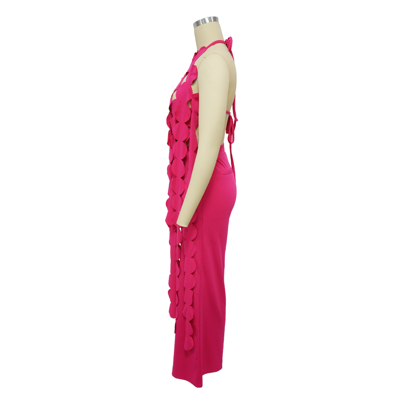 591g Weight Sleeveless Sleeve Length Spandex, Polyester Fabric Type Pant Co-ord Set Sets Type 2 Pieces Set Quantity Holiday, Street Occasion Halter Neck Neckline Loose Fit Type Solid Color Pattern Summer Season Women's Gender Backless Design Sexy, Streetwear Style Holiday Street Women's Sexy Streetwear Solid Color Spandex Polyester Backless Pant Co-ord Set Pants Sets 34
