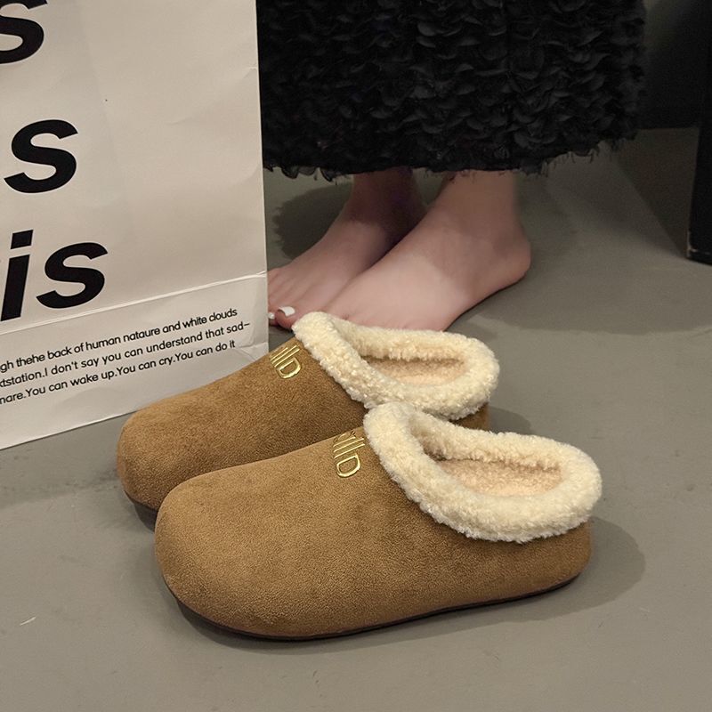 Thick-Soled Height-Increasing Plush Birkenstock-Style Clogs with Fur Lining, Women's Outdoor Slippers, 2026 New Winter Snow Boots, Half-Slip Women's Shoes