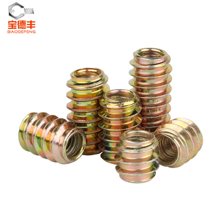 Ql@5N Internal and External Tooth Nuts with Furniture Solid Wood Fixing Screws Connecting Embedded Nuts Nuts Iron Color Zinc M6M