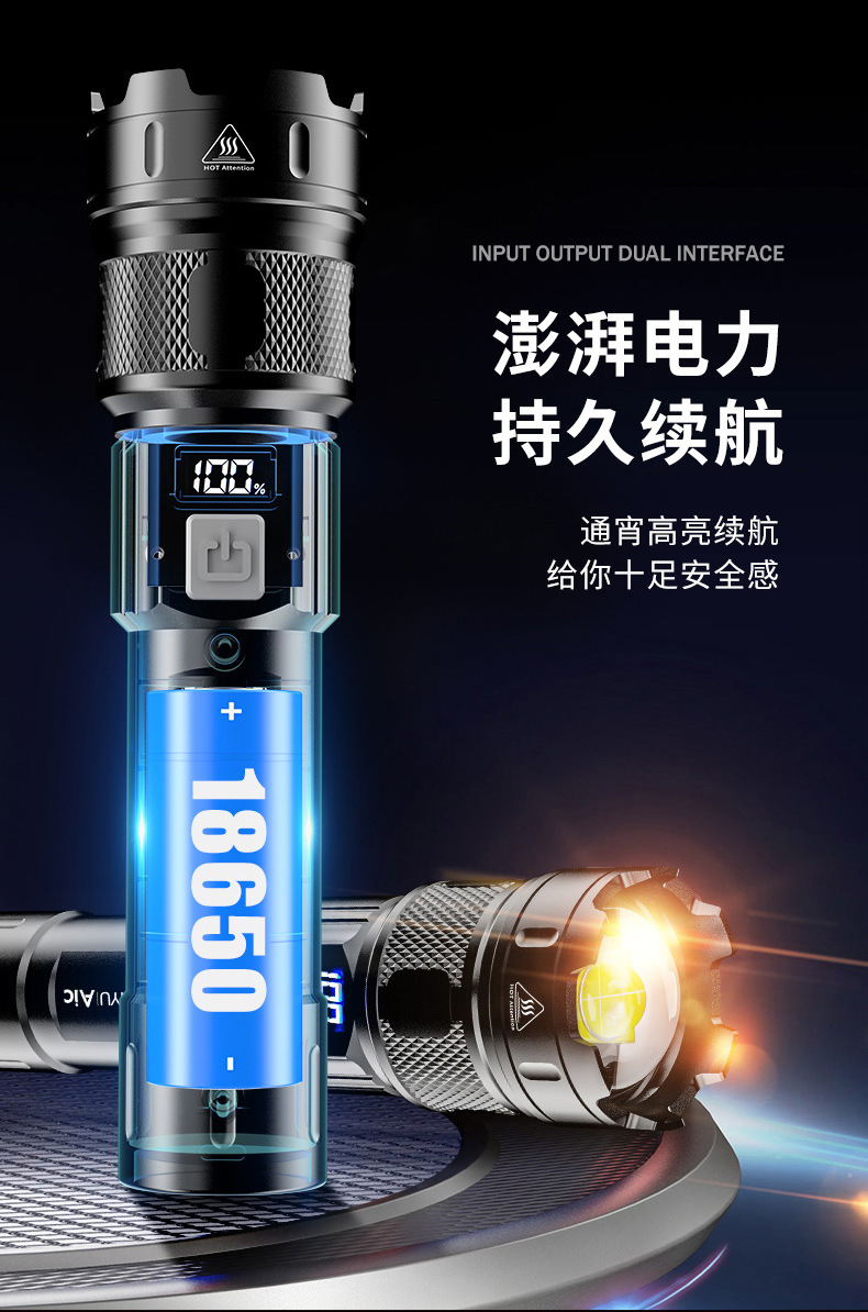 Flashlight with Strong Light, Rechargeable, Outdoor High-Brightness, Long-Range, Small, Mini, Portable, Household, Durable Xenon Led Light