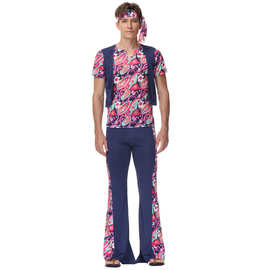 M-XL嘻哈舞台表演服冰丝套装舞蹈服民族cosplay服装印第安土著服