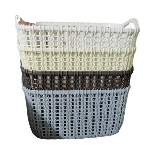 imitation rattan woven desktop storage basket plastic storage basket kitchen storage basket snack storage box bathroom shower storage rack