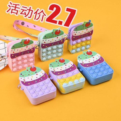 Candy-Colored Summer Cool Ice Cream Style Children's Single Shoulder Cross-Body Silicone Mouse Killing Colored Silicone Wallet