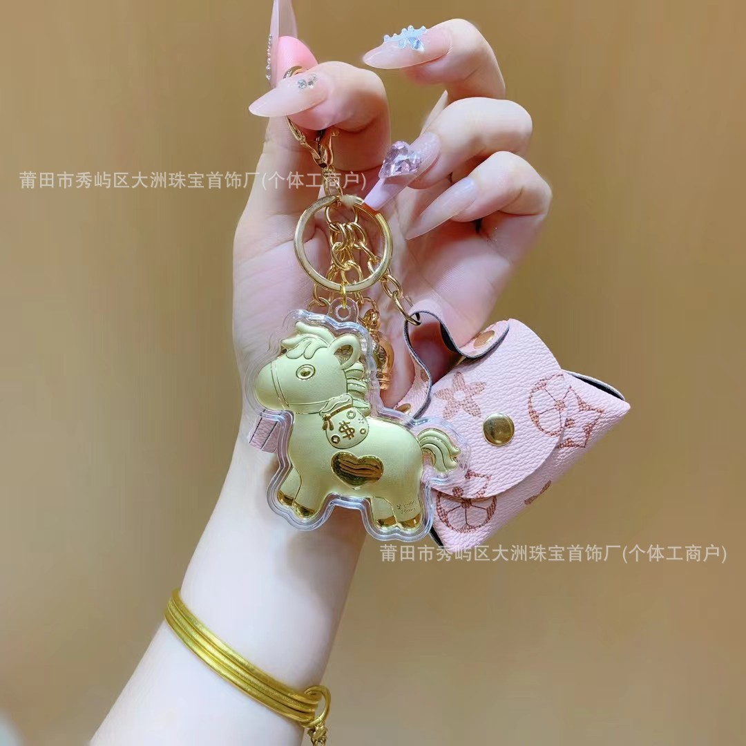 Año del Caballo de oro llavero de automóvil pequeño colgante 999 dinero de inmediato bolso llavero personalizado pequeño regalo