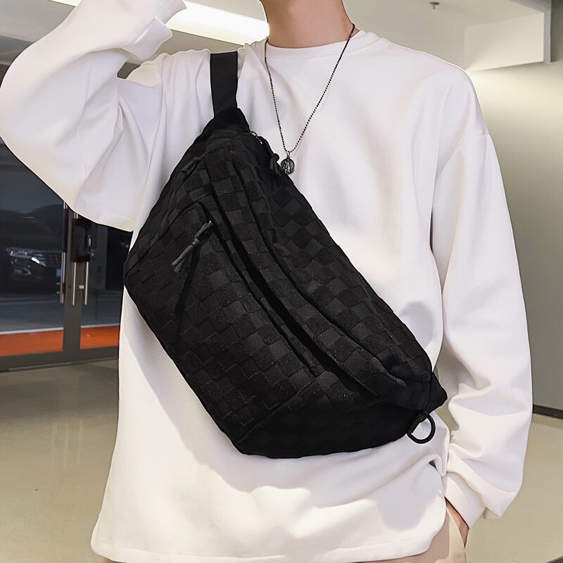 25 Years of Unisex Fashion Plaid Pattern Chest Bag, Casual Versatile Multi-Pocket Large Capacity Waist Bag for Everyday Use