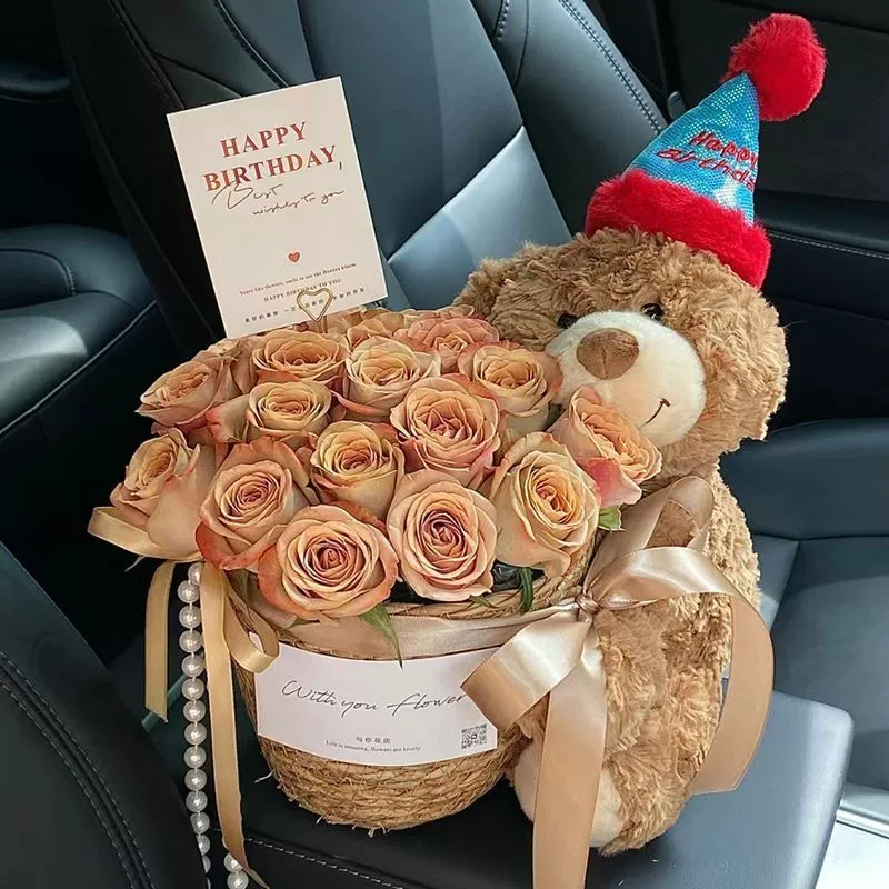 Кукла на День Святого Валентина, с маленькими медвежатами, букет, подарок на день рождения