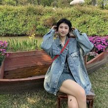 洗水做旧设计感牛仔外套女2025年春秋美式复古潮酷宽松ins上衣潮