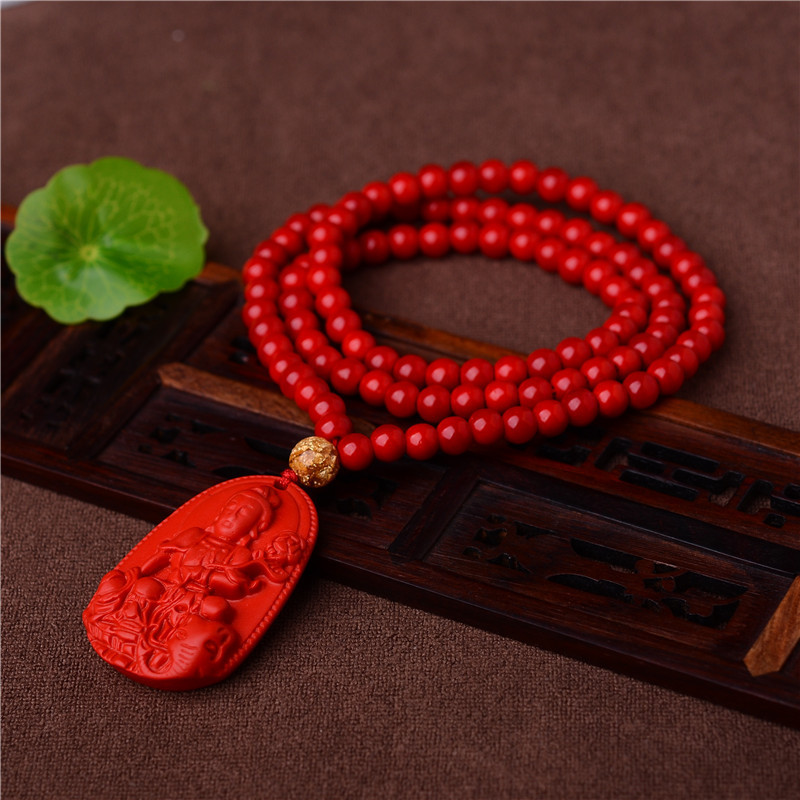 【證書】紅硃砂本命佛108八大守護神吊墜男女情侶項鍊