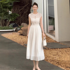 瓜瓜夏季新款爆款气质名媛高端女神范收腰显瘦白色连衣裙女装4645