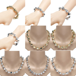 New Creative Broken Silver Three-Dimensional Mixed Color Korean Style Necklace Fashion Fluid Pleated Irregular Trendy Woolen Chain