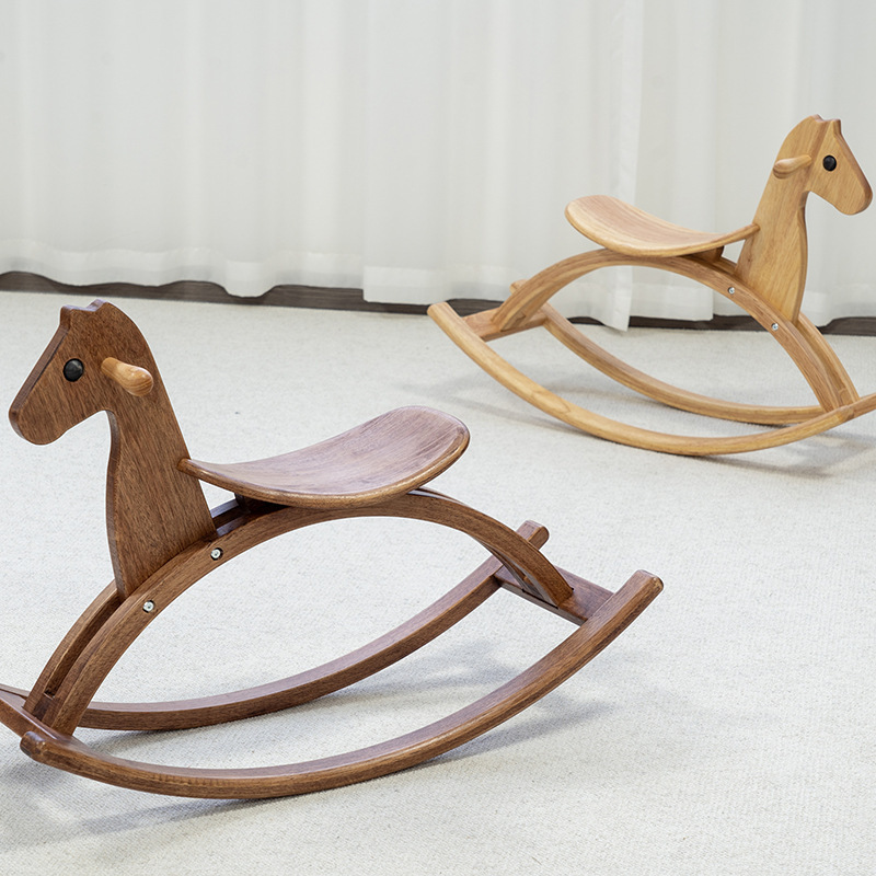 De madera maciza para niños ins Estilo nórdico caballo mecedora de madera silla adulto sentado bebé juguete kindergarten regalo
