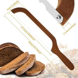 Cross Border Wooden Bread Bow Knife Wooden Bread Slicing Knife Home Yeast Bread Knife Bread Bow Knife Wooden Serrated Knife