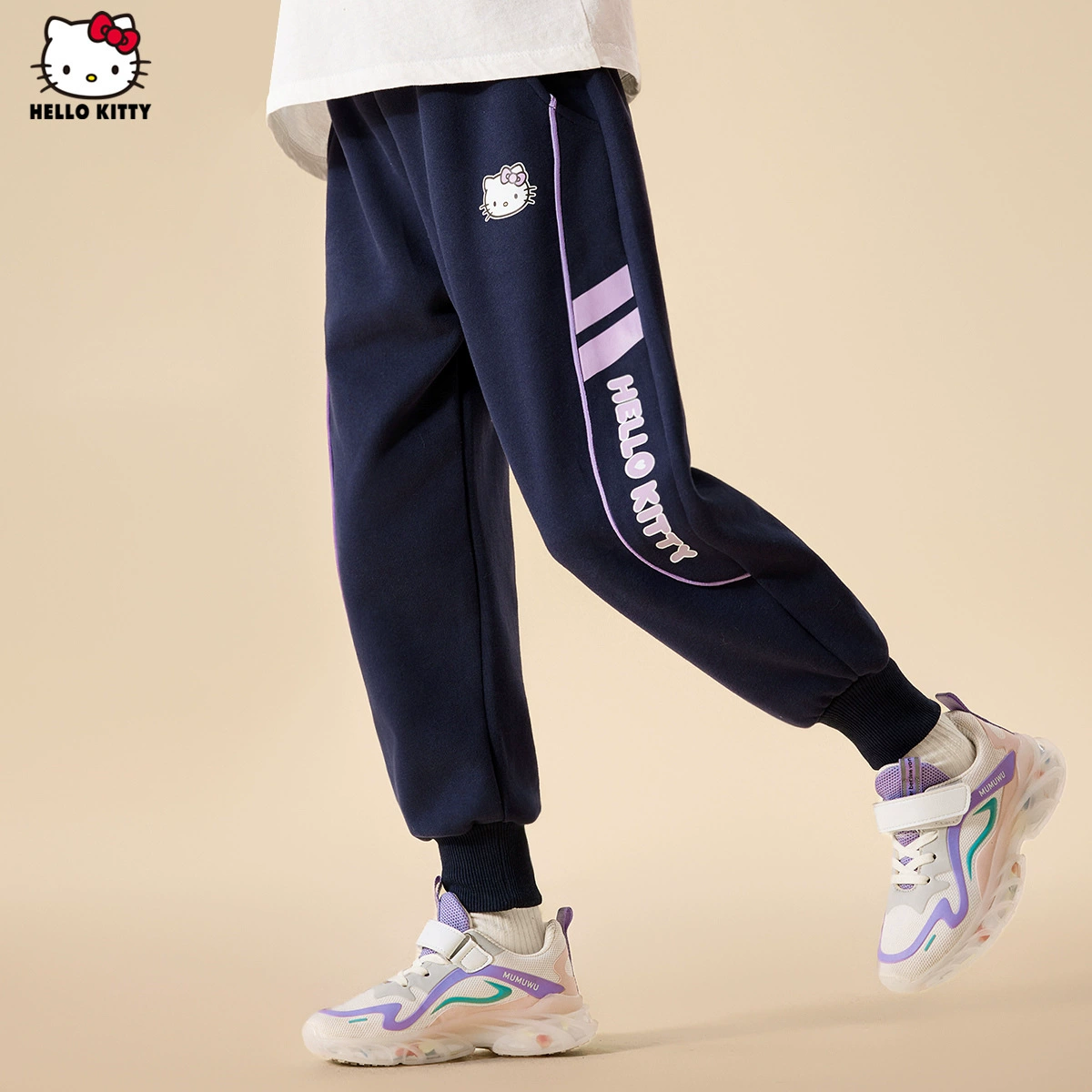 Детские стильные брюки HelloKitty для весны и осени 2025 года, новые спортивные повседневные брюки для девочек