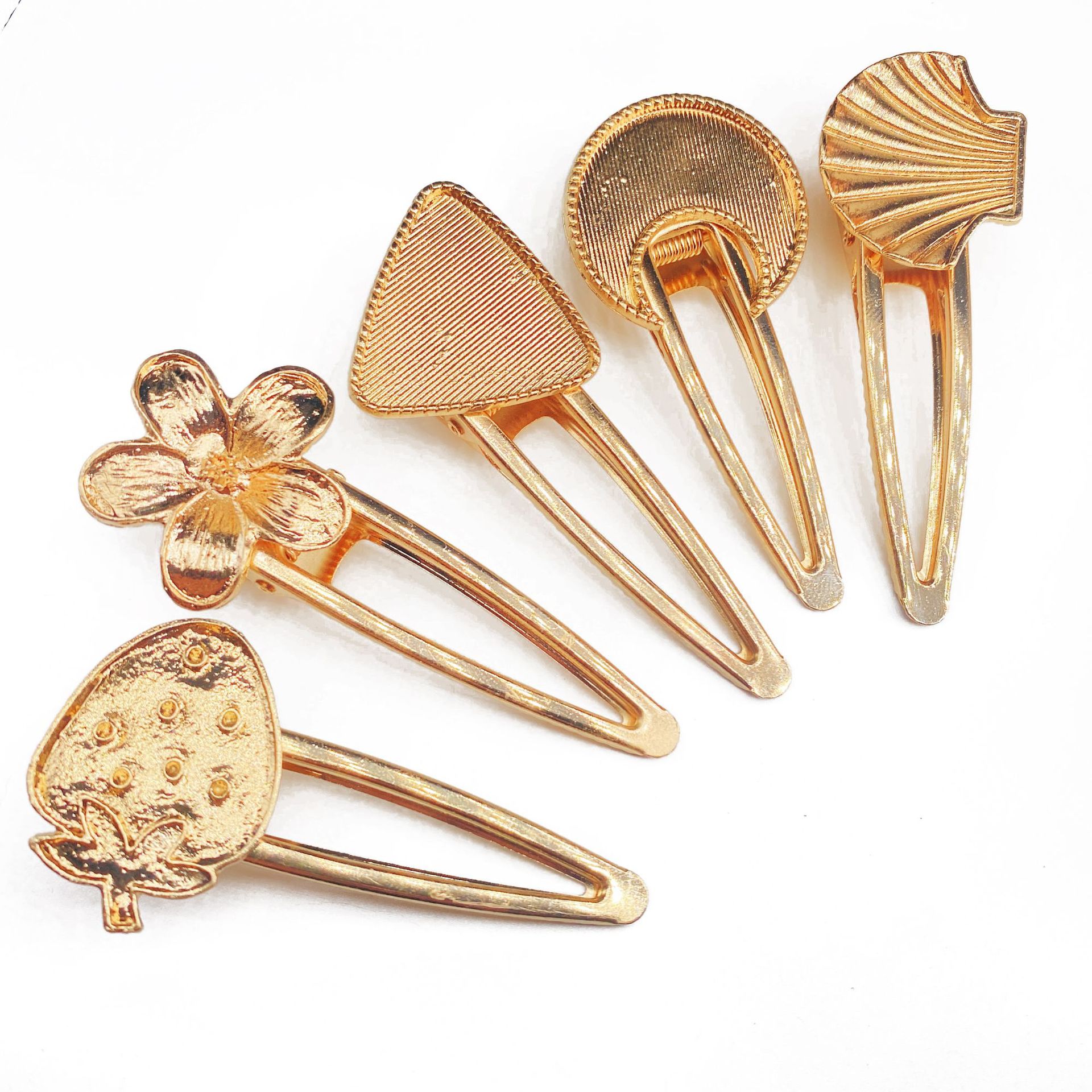 Korean alloy girl Duckbill clip Geometric Skin sticking groove DIY Hairpin Aggreko decorate Edge clamp