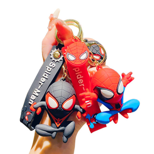 Marvel Spider-Man Keychain Charm Cartoon Figure Car Keychain Small Ornament Schoolbag Doll Accessory