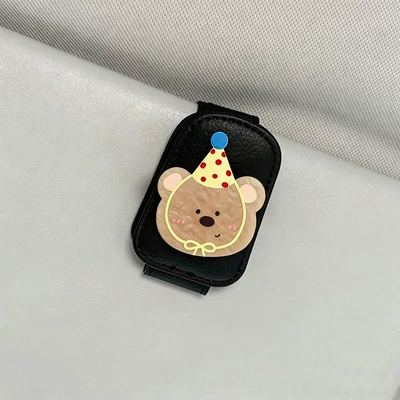 for Car Sun Visor — Car Glasses Clip/Bill Clip - yellow-hat-bear-black-glasses-clip