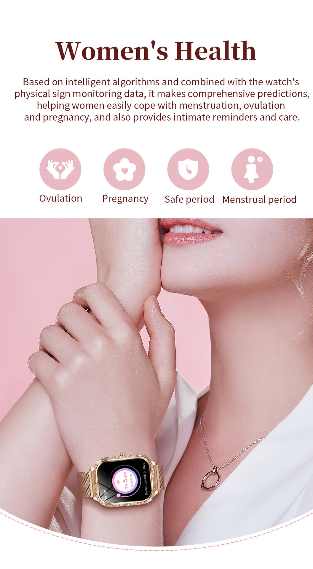 Smartwatch For Women Heart Rate And Blood Pressure Fitness Tracker_voghion.com