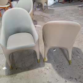 意式轻奢极简餐椅全皮设计实木家用酒店 售楼部洽谈舒适椅子包厢