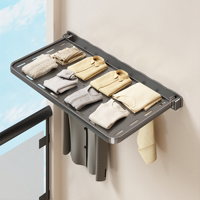 Balcony clothes drying rack space aluminum window drying net folding…