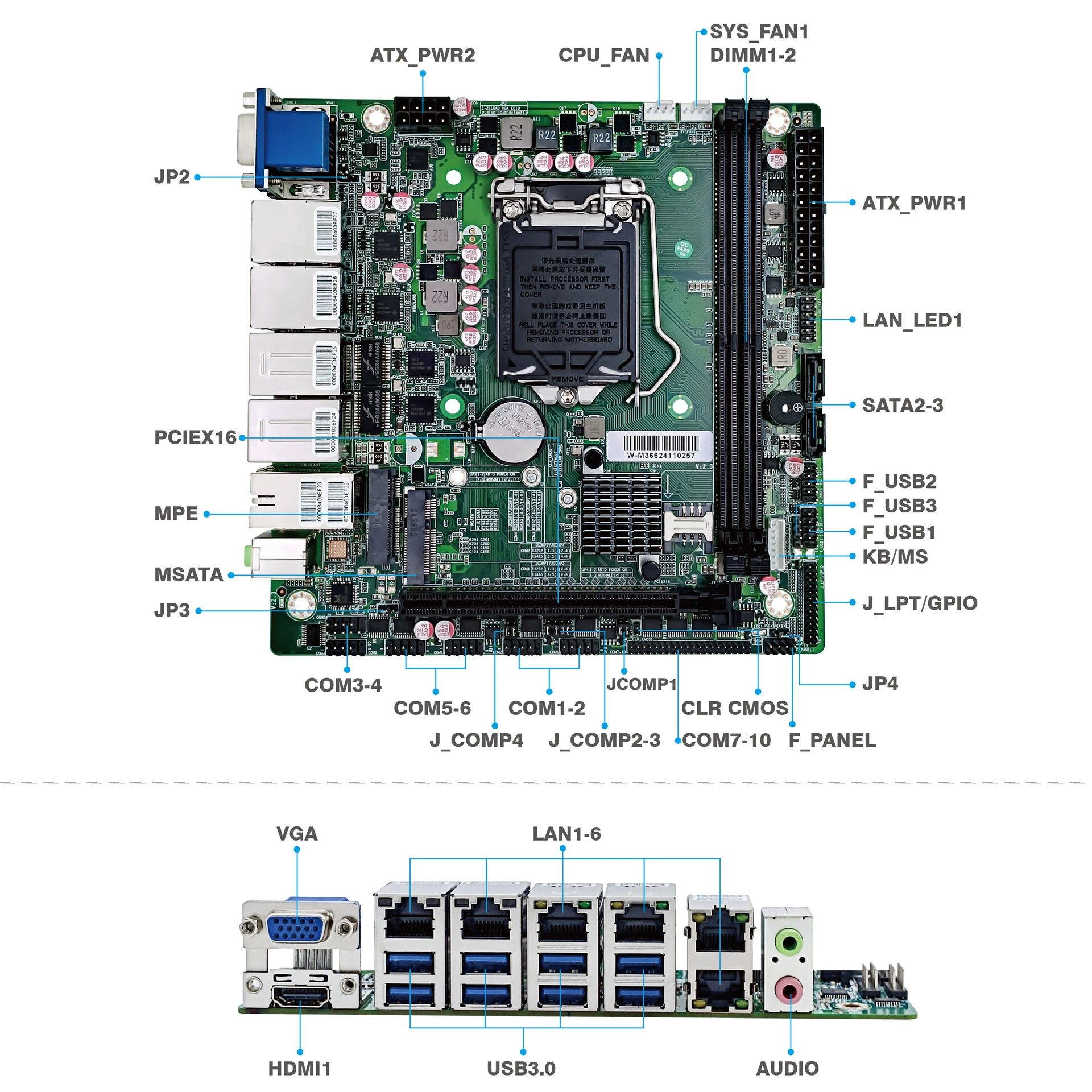 W-M366，6Gigabit，10COM，B365，1151
