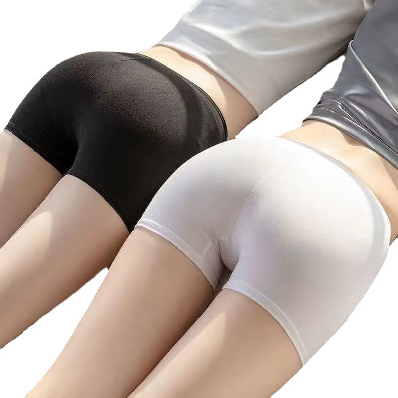 Safety pants anti-light pants Ice Silk seamless women's shorts summer thin insurance pants leggings black factory wholesale