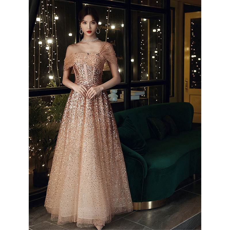 Vestido de noche 2026, nuevo estilo de verano, elegante, para fiesta, examen de arte, vestido sin tirantes, estilo hada, para reunión anual