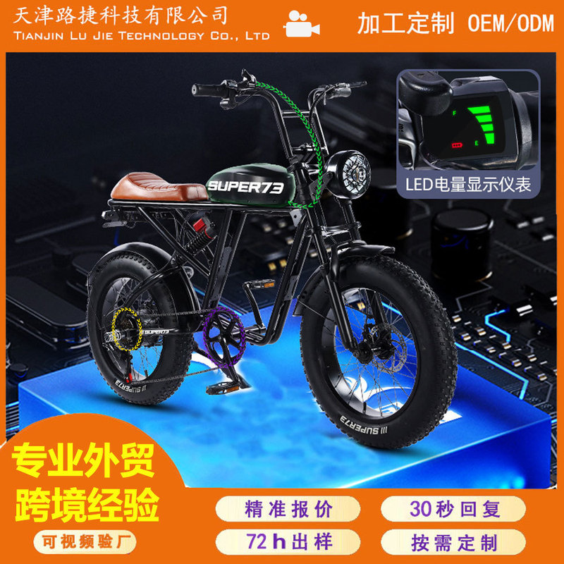 Customized cross-border lithium battery-assisted electric bicycle cross-country fat tire snow electric bicycle European and American overseas warehouse generation