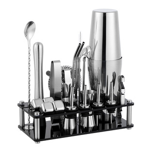 Popular Ice Capsules Acrylic Set Shaker Cup Bar Tools Stainless Steel Mixer Cocktail Set 23 Pieces