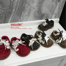 儿童鞋2025秋款韩版男童字母德训鞋女童时尚百搭轻便复古运动鞋潮