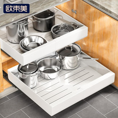 キャビネット階層型ラックキッチンポットラック収納ラック引き出し式食器収納ラックシンク下引き出し式ポットとボウルディバイダーラック