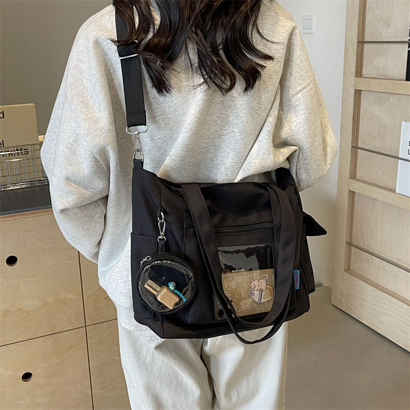 痛包2025新款大容量透明包包女高级感帆布包斜挎手提通勤托特包|undefined