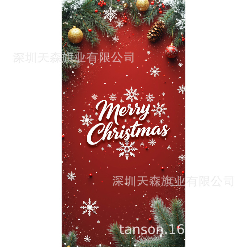 圣诞节门盖冬季雪人节日门套欧美跨境派对布置背景布新款门盖|undefined