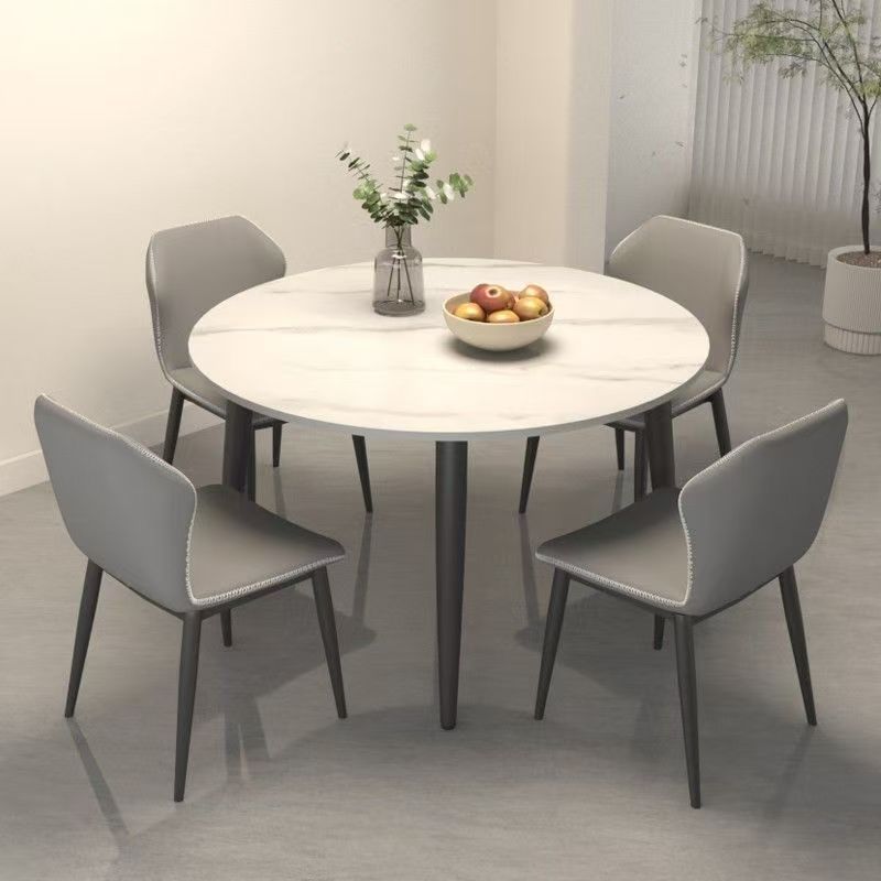 Round Marble Dining Table And Chair Set For Home Use, Light Luxury...