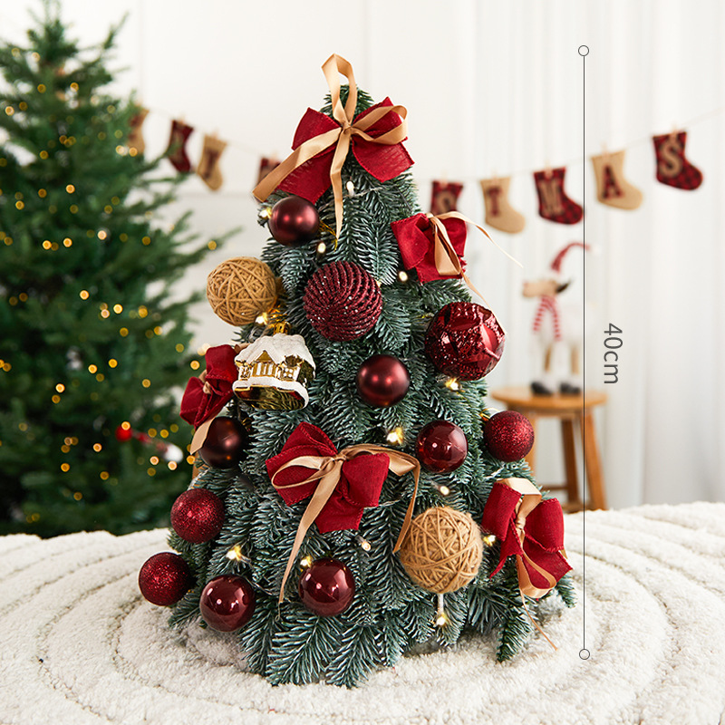 Nuevos productos transfronterizos árbol de Navidad con lámparas de nieve PE árbol de Navidad de escritorio árbol de Navidad decoración artesanía decoración