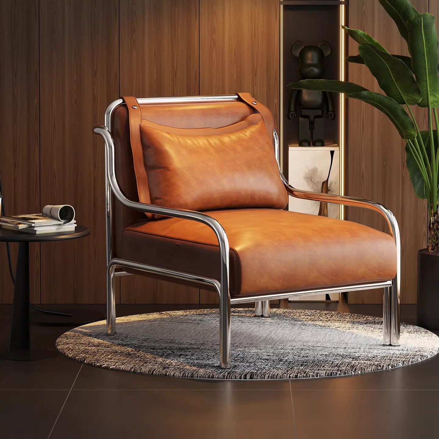 Sofa Chair in Mid-Century Style, Gini Leisure Chair for Living Room and Balcony, Designer Single Chair, Creative Retro Bauhaus Sofa