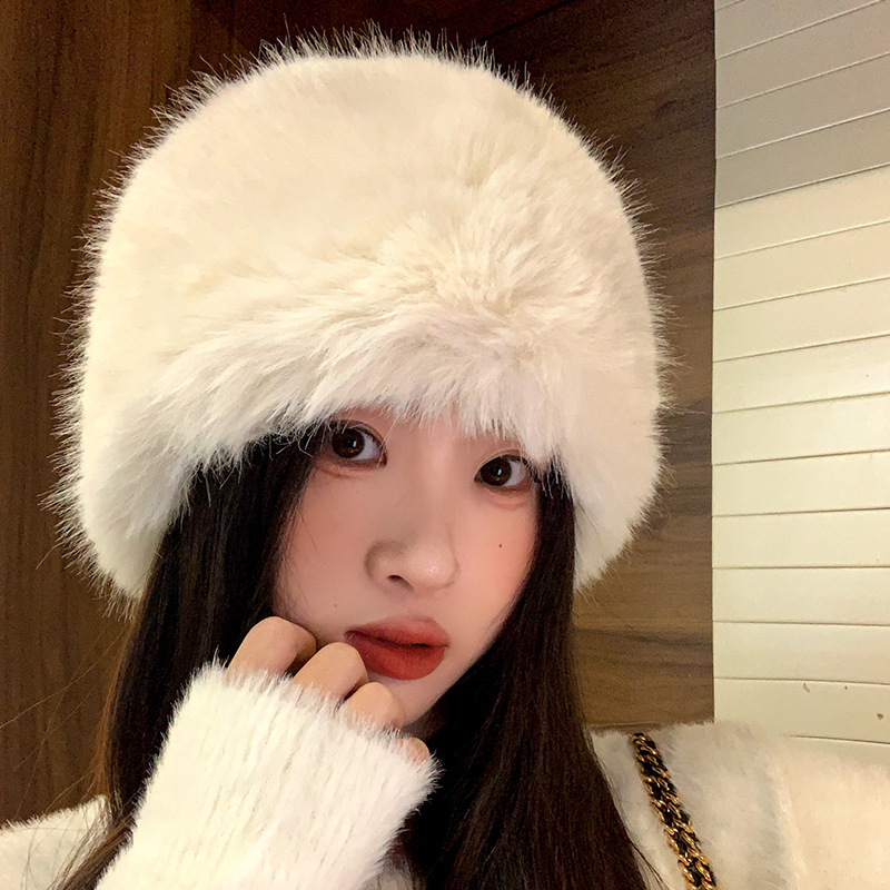 E-712CH 베이지 플러시 버킷햇 (가죽 안감)